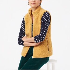 J.Crew Factory Teddy Sherpa Fleece Excursion Vest in Mustard Yellow - Medium